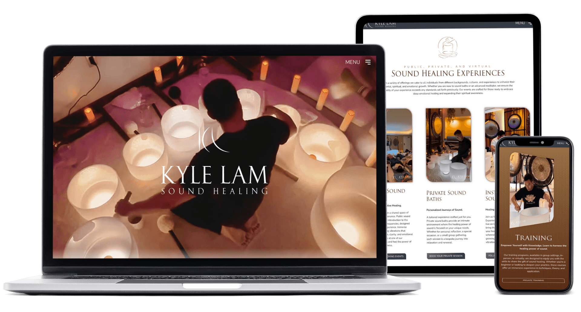 Kyle Lam Sound Healing website mockup