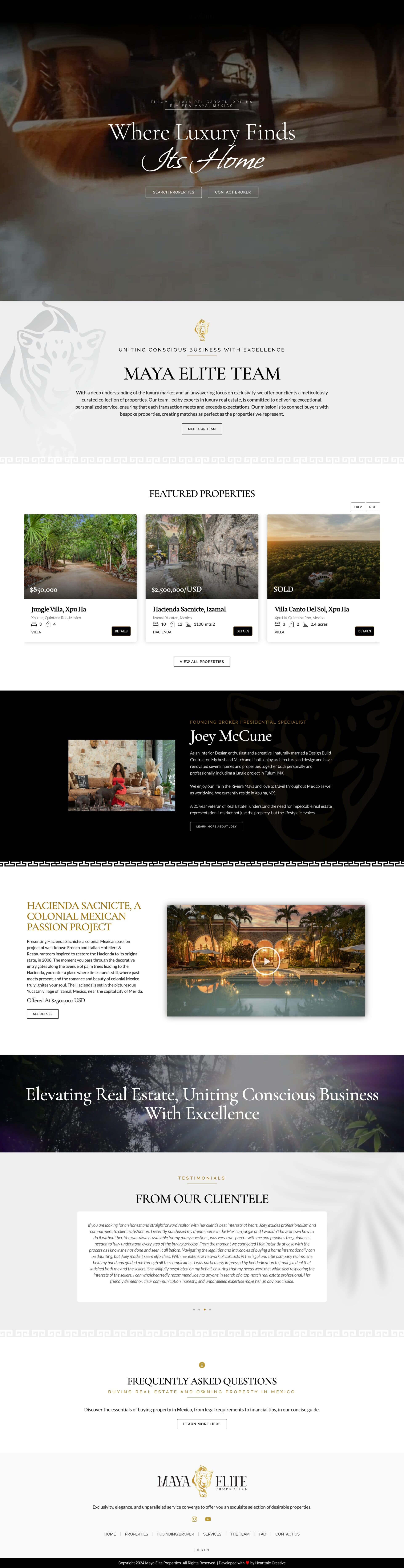 Maya Elite Properties full page redesign