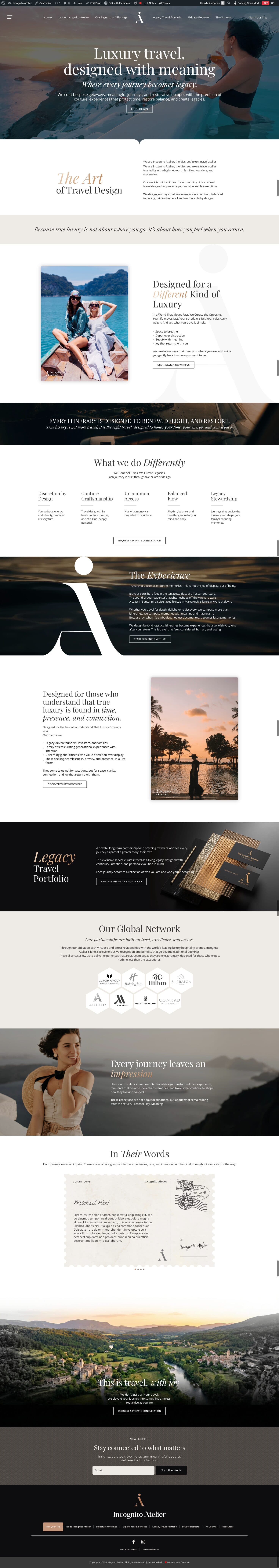 Incognito Atelier full page redesign