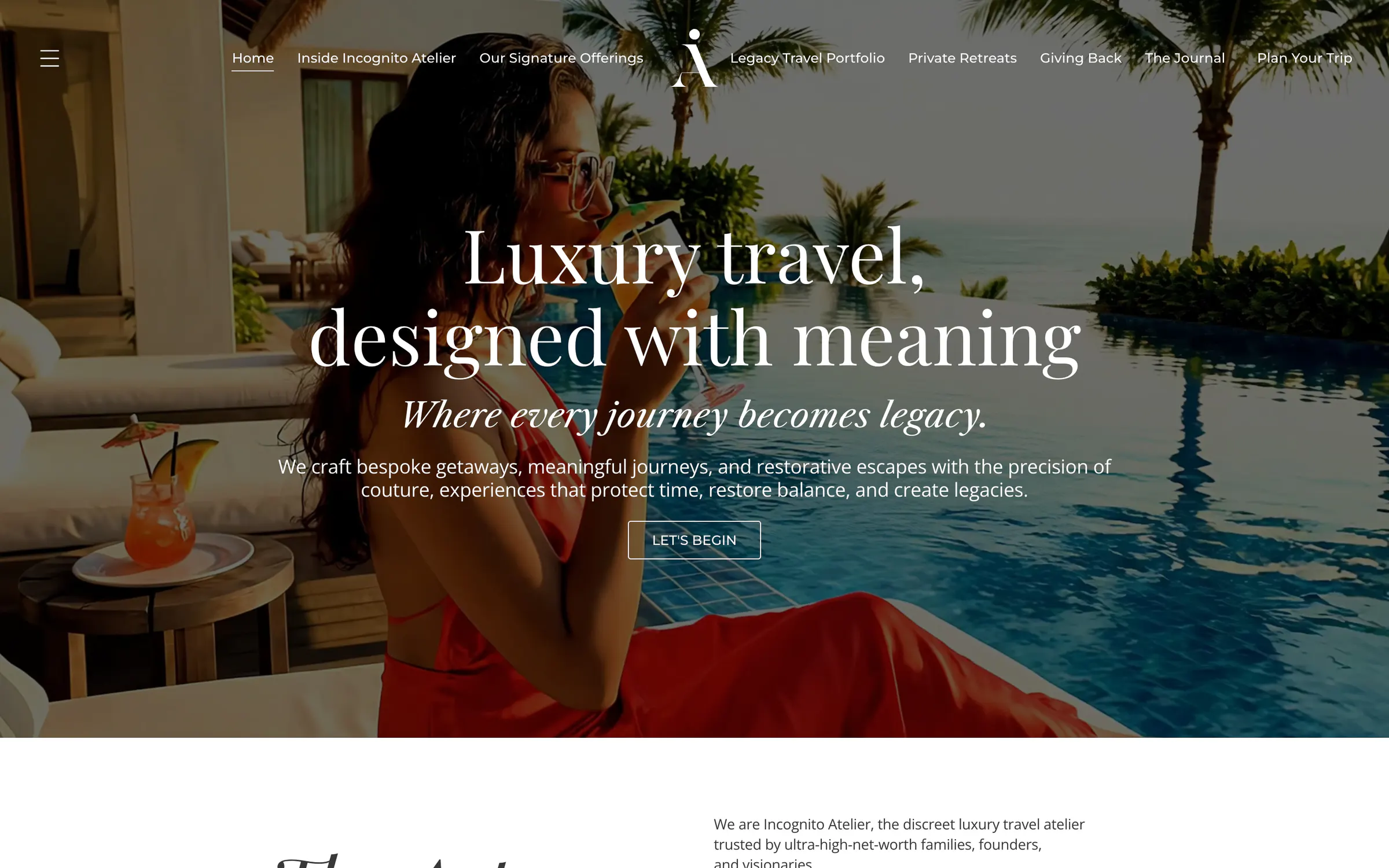 Incognito Atelier, the home page