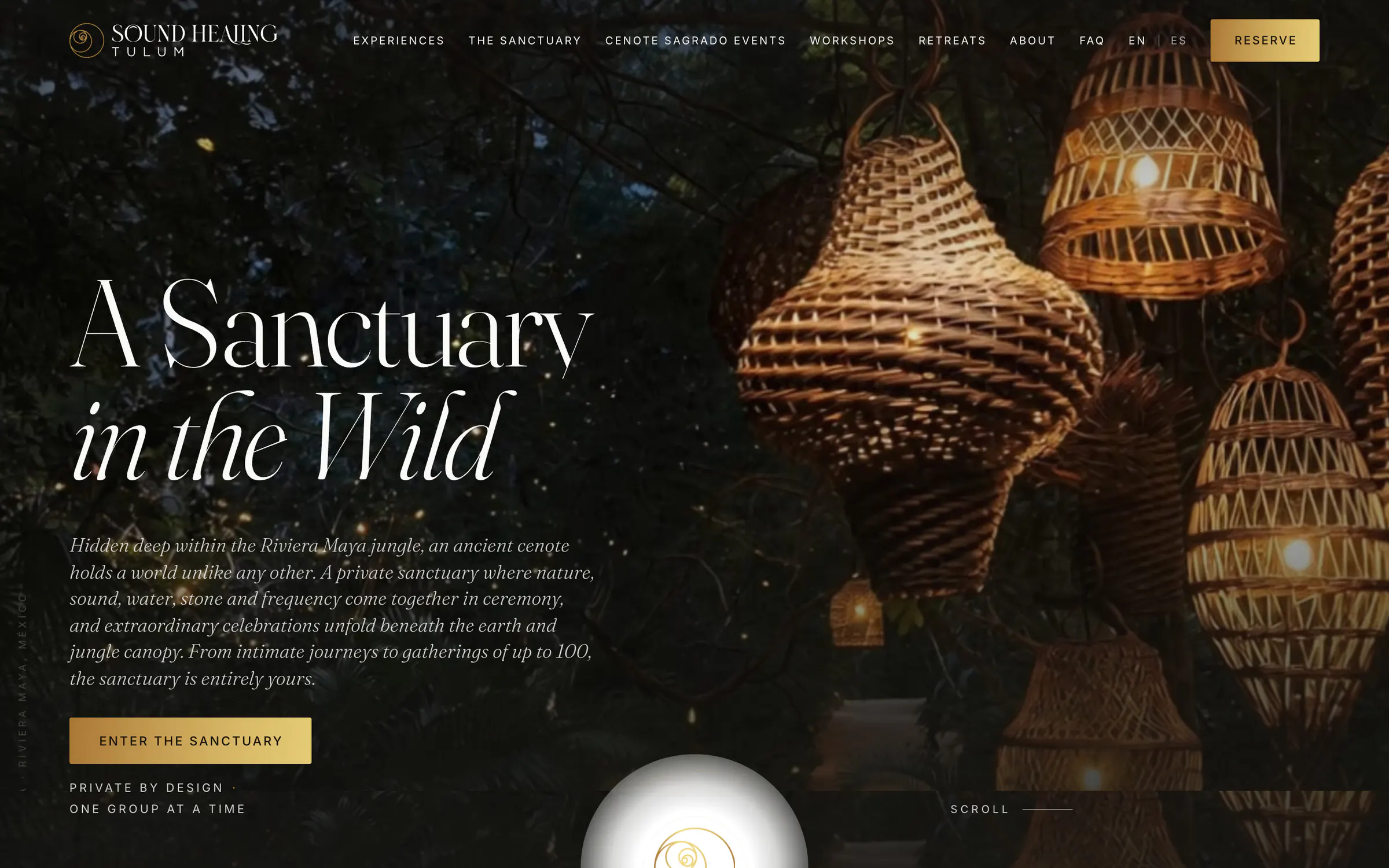 Sound Healing Tulum, the home page